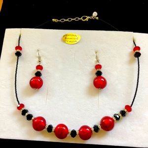 Italian Murano glass necklace and earrings